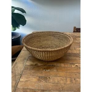 Handwoven Large Rattan Wicker Basket 15" Brown Tan